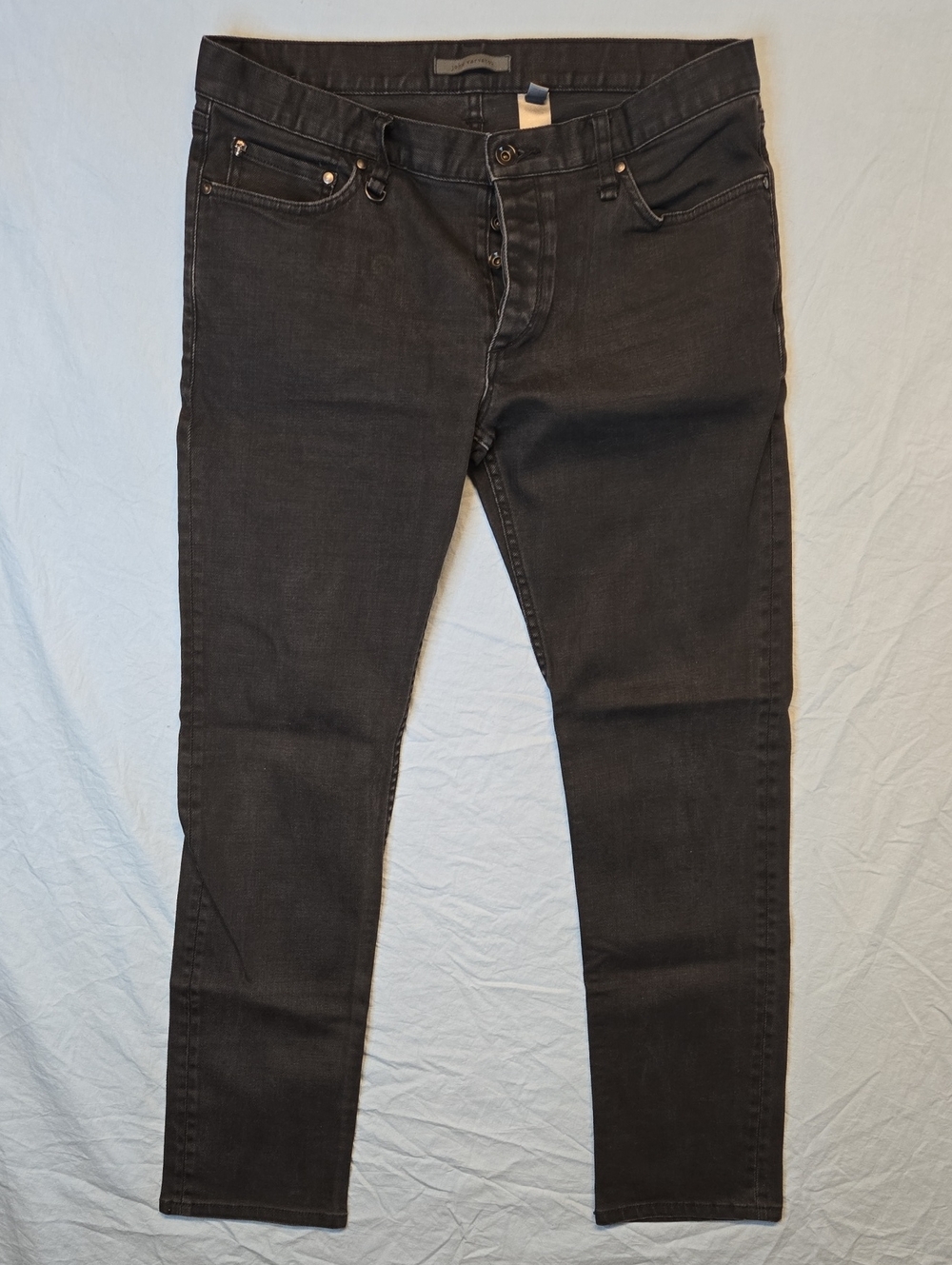 John Varvatos Black Slim Tapered Fit Denim Jeans with Skull Accent